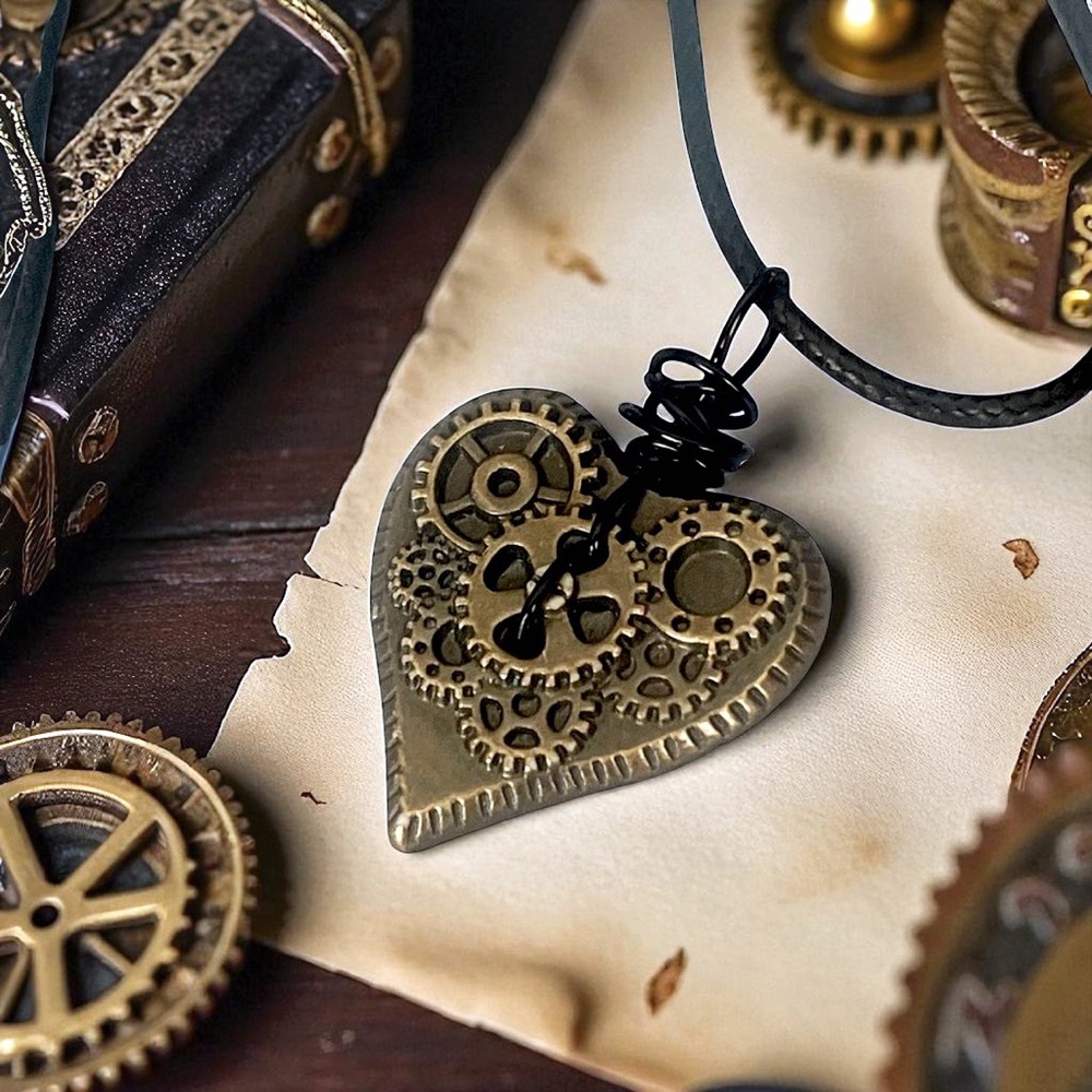 5 For $25💫Steampunk Heart Gears Pendant